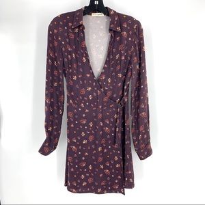 Live To Be Spoiled Floral Print Buckle Wrap Dress